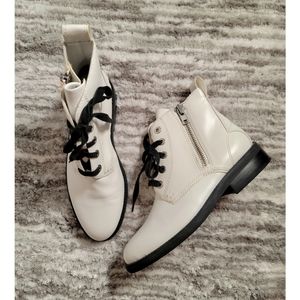 Abound Ankle White Boots with Black Laces and Soles